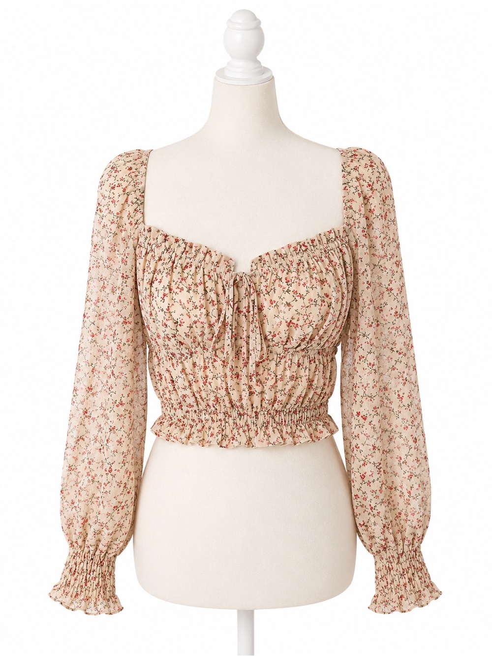 Dress Forum Los Angeles Smocked Floral Crop Top Small Cottagecore Puff Sleeve